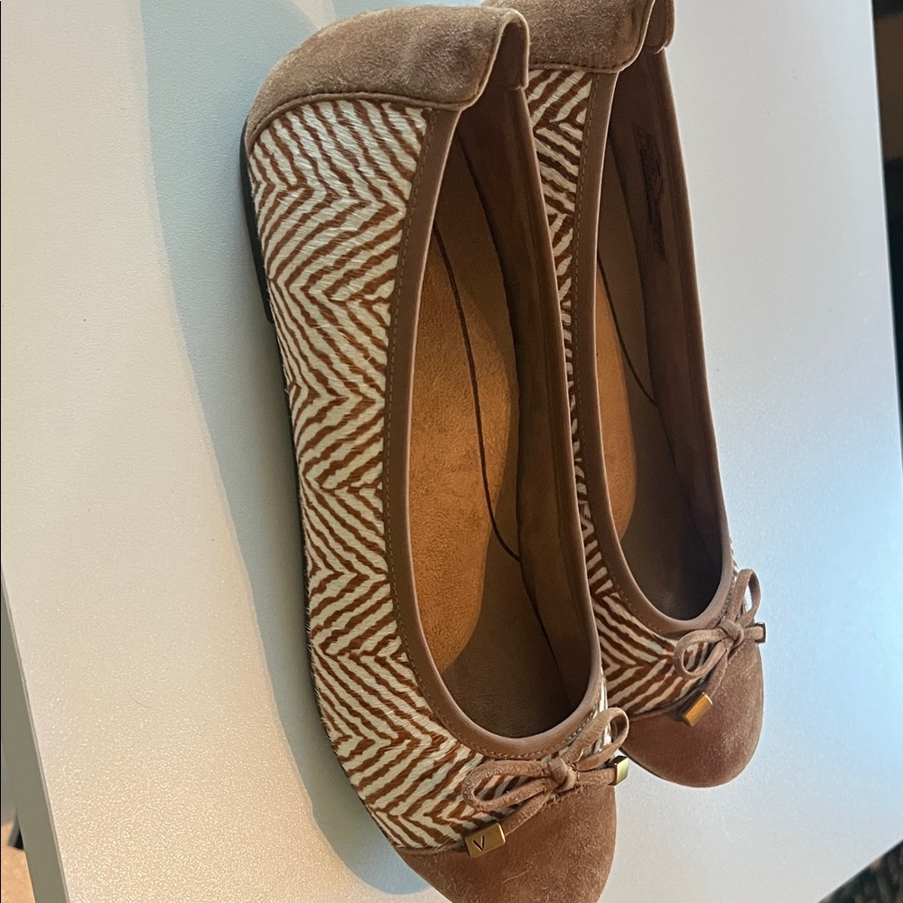 Vionic Brown Suede & Zebra-Print Flats - Picture 2 of 6